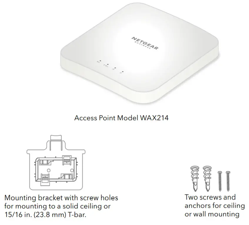 NETGEAR WAX214 WiFi 6 AX1800 Dual Band PoE Access Point- Package contents