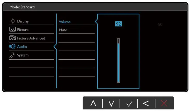 BENQ G Series LCD Monitor - Audio menu