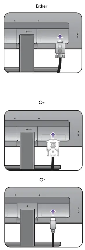 BENQ G Series LCD Monitor - Connect the PC video cable