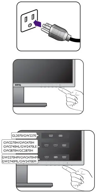 BENQ G Series LCD Monitor - Connect-to and turn-on the power
