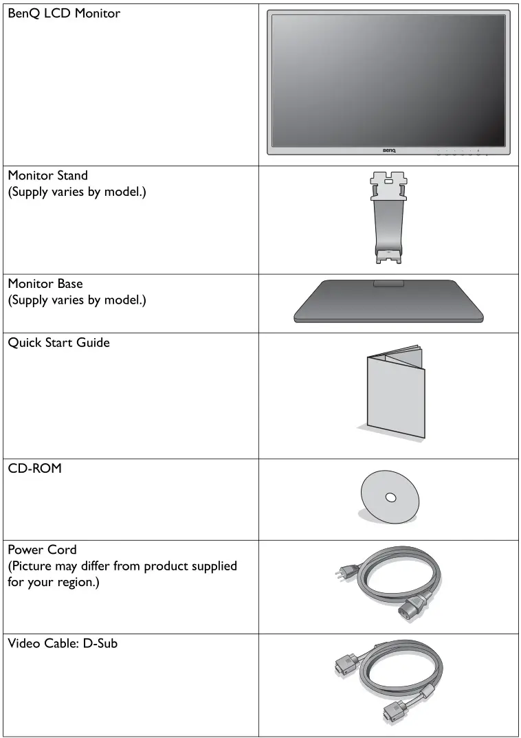 BENQ G Series LCD Monitor - Getting started