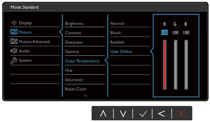 BENQ G Series LCD Monitor - Picture menu