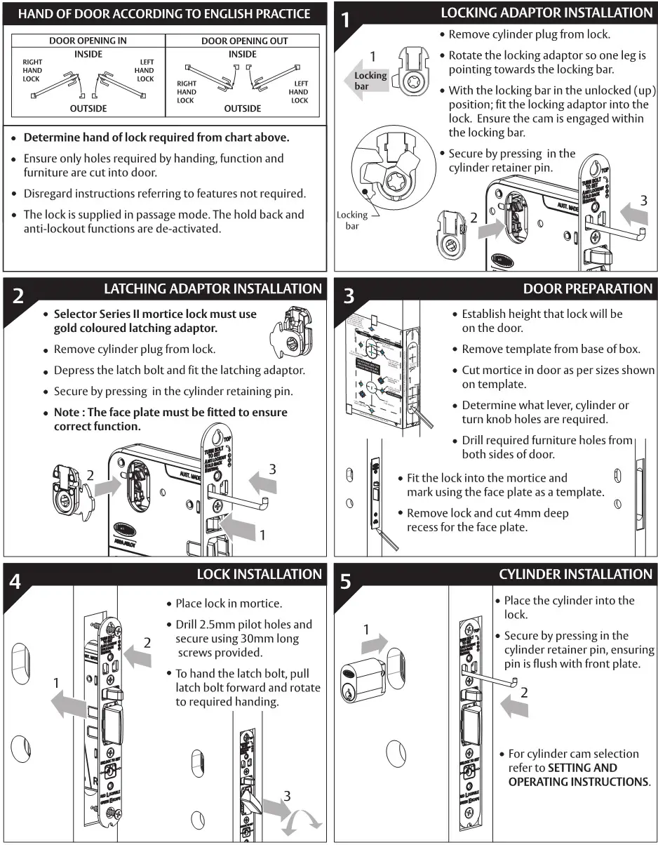 LOCKWOOD 3770 Series Mortice Lock Instruction Manual 1