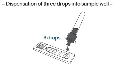 Celltrion DiaTrust COVID-19 Ag Rapid Test Instructions - Dispensation of three drops into sample well