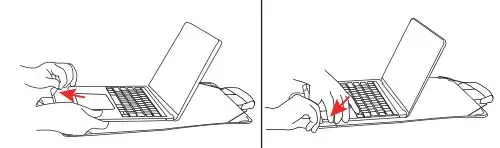 TECHmatte Macbook Pro Air 13.3 Carry Case User Guide - Insert the bottom corners of your device into the corresponding built-in pockets in the corners of the case.