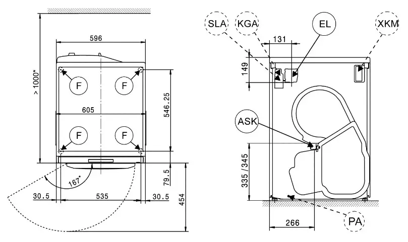 Miele PDR 908 HP Heat-Pump Dryer - Machine dimensions 4