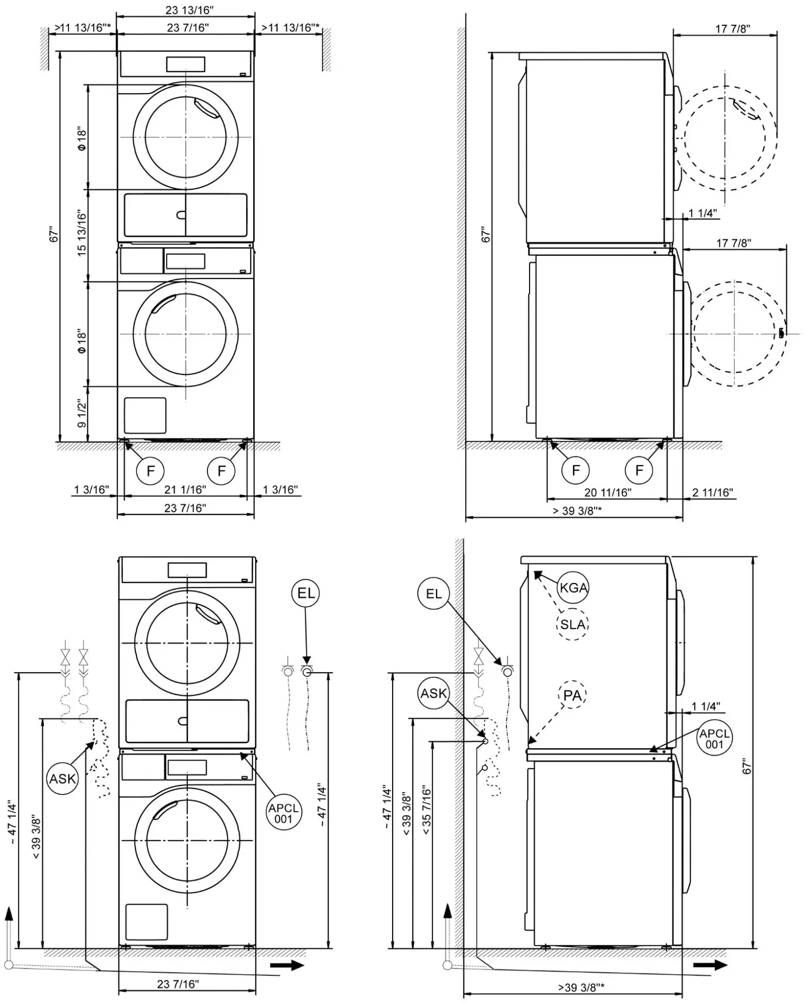 Miele PDR 908 HP Heat-Pump Dryer - Washer-dryer stack