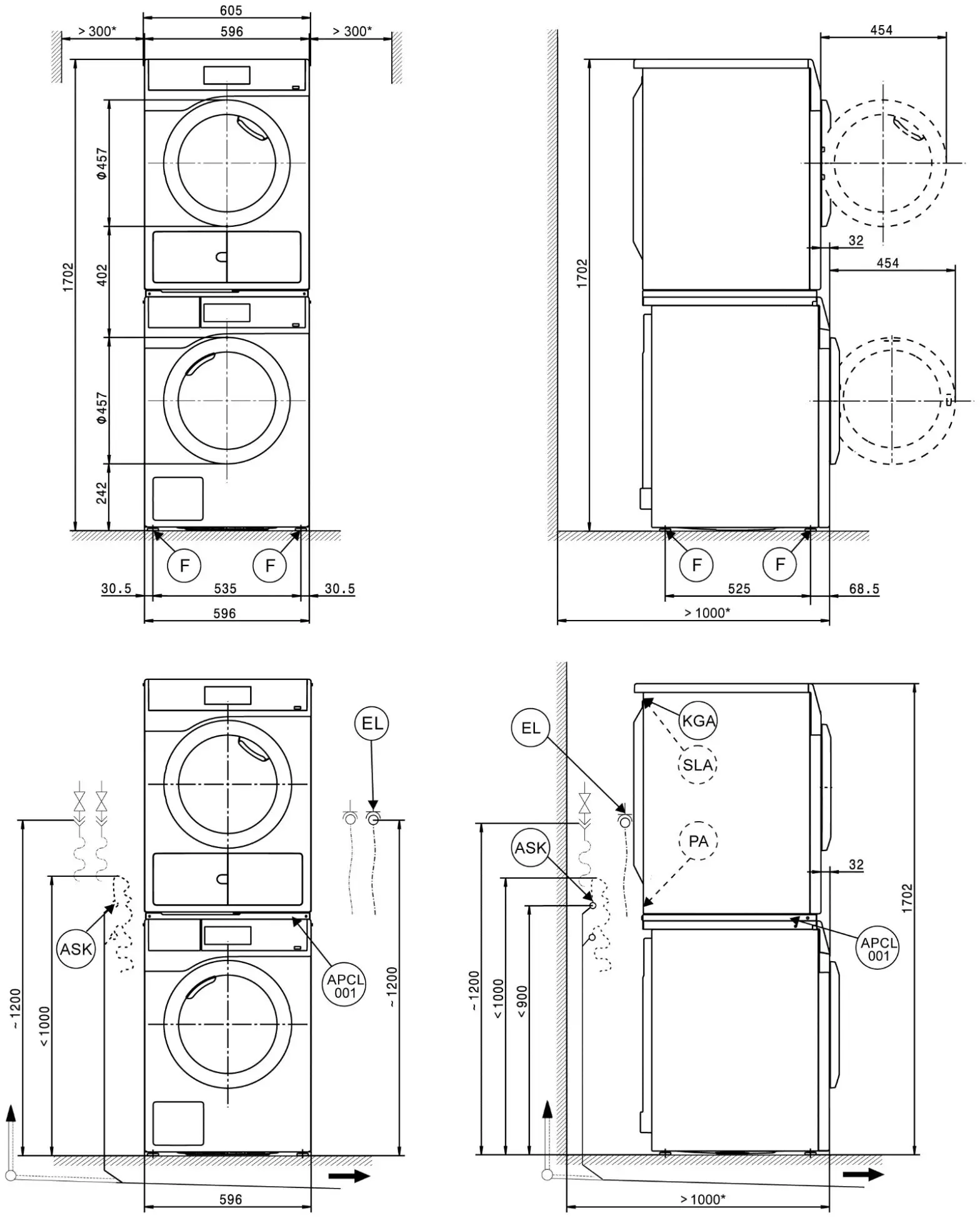 Miele PDR 908 HP Heat-Pump Dryer - Washer-dryer stack 2