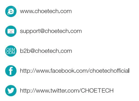 CHOETECH PD6008 PD 100W Dual USB-C Fast Charger User Manual - Social Media icon