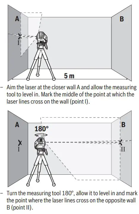 BOSCH GLL 3-15 X Professional Line Laser Instruction Manual - Checking the Height Accuracy of the Horizontal Line