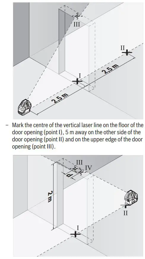 BOSCH GLL 3-15 X Professional Line Laser Instruction Manual - Checking the Level Accuracy of the Horizontal Line