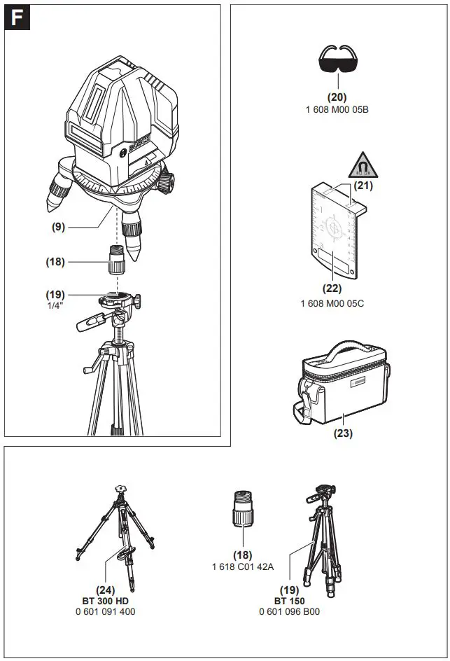 BOSCH GLL 3-15 X Professional Line Laser Instruction Manual - Working with the Tripod