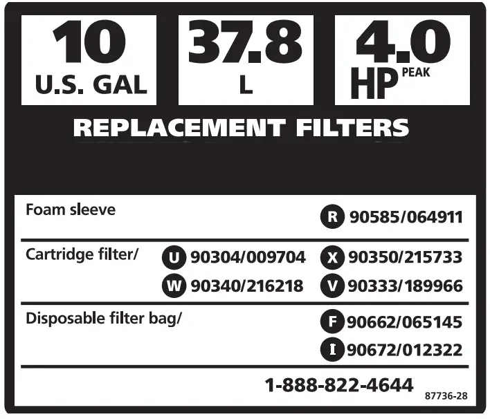 shop vac SL14 Series 12 Gallon 6.0 Peak HP Stainless Steel Wet Dry Vac - FIGURE 28