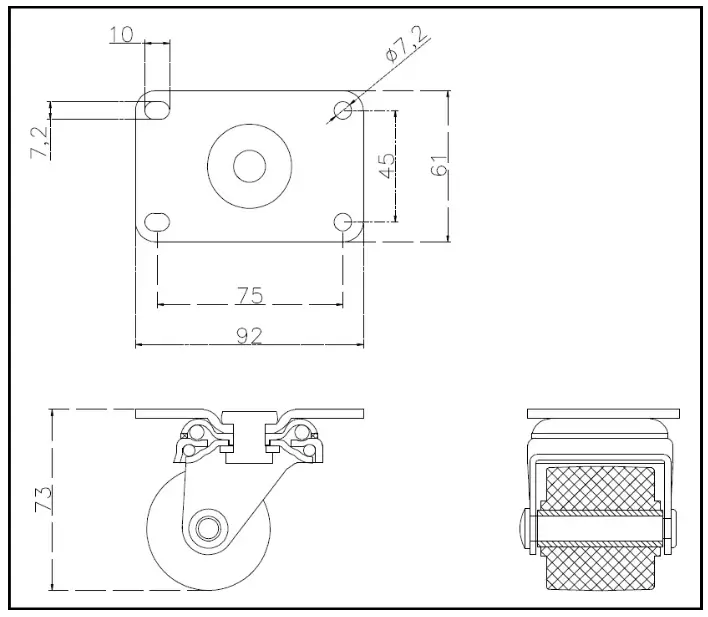 StarTech 45x75 mm M6 Casters - 03