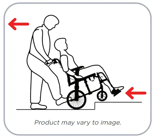 aspire MWS449800 Socialite Wheelchair User Manual - Moving Wheelchair Down a Kerb - With an Attendant