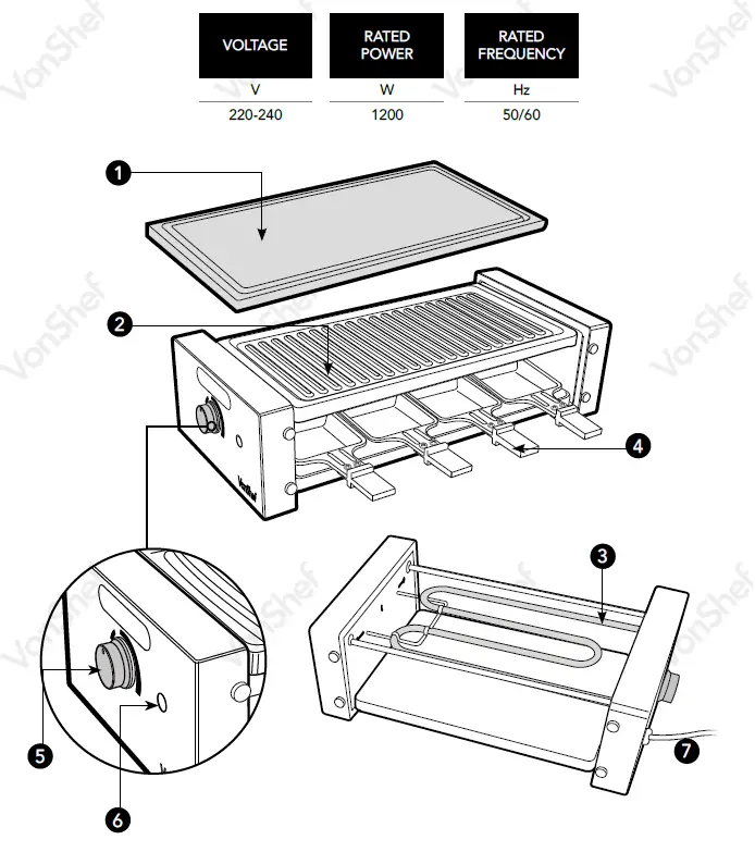 VonHaus-2000064-1200W-8-Person-Raclette-Grill-and-Stone-FIG-1