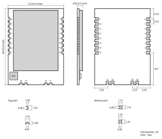 gSI4463 915MHz 1W SMD Wireless Module - pin
