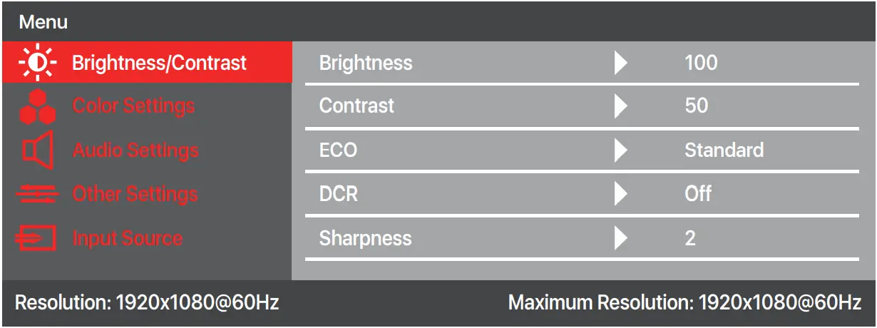Y156FH7S - OSD Menu 2