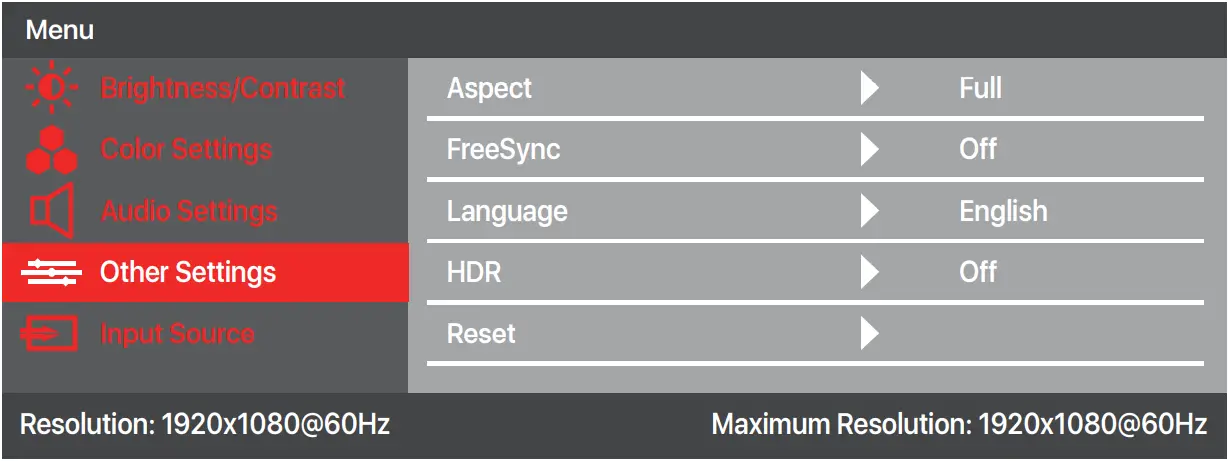 Y156FH7S - OSD Menu 6