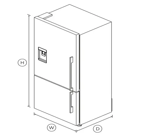 FISHER PAYKEL E522BLXFDU5 Freestanding Refrigerator - Daimension