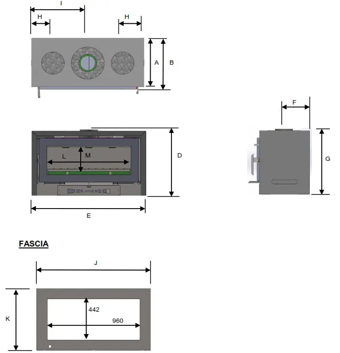 KEMLAN NZ CELESTIAL 900 Softwood with Fan - DIMENSIONS 1