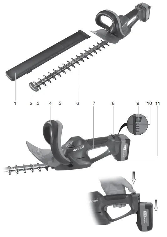 metabo AHS 18-45 V Cordless Hedge Trimmer 1