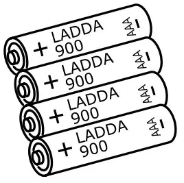 LADDA rechargeable battery.