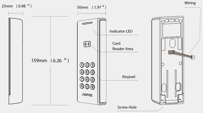 ANVIZ C2 KA Outdoor RFID Access Control Terminal - 3