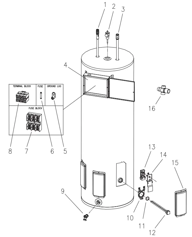 BRADFORD WHITE Medium Duty E32 Series Commercial Electric Water Heaters - Terminal Block