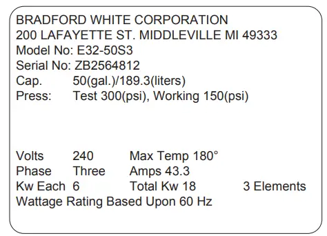BRADFORD WHITE Medium Duty E32 Series Commercial Electric Water Heaters - have just converted