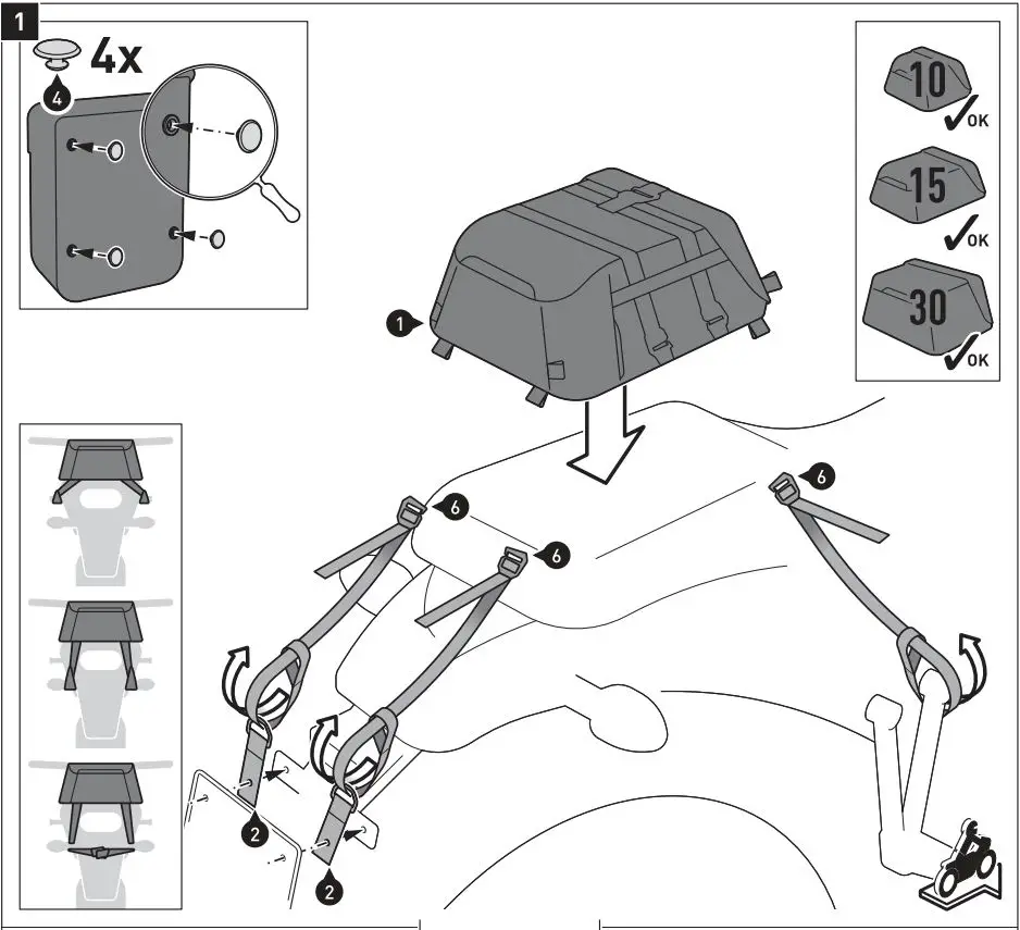 SW-MOTECH BC.SYS.01.889.20000 SysBag 30 Bag System Instruction Manual - Fastening