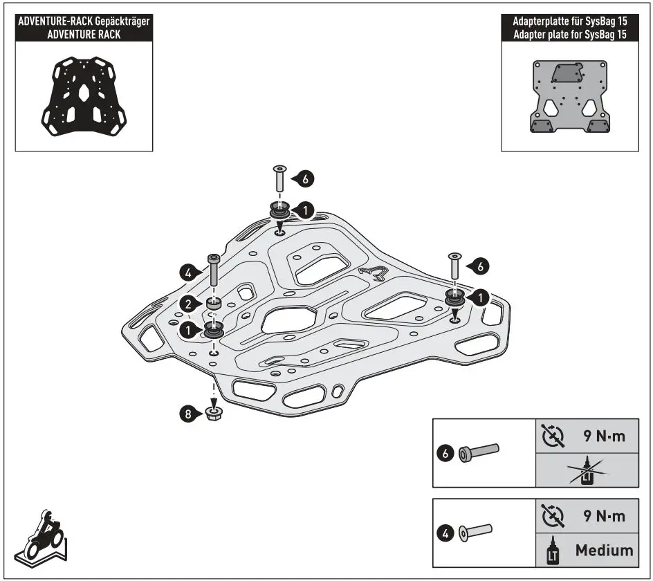 SW-MOTECH BC.SYS.01.889.20000 SysBag 30 Bag System Instruction Manual - Mounting