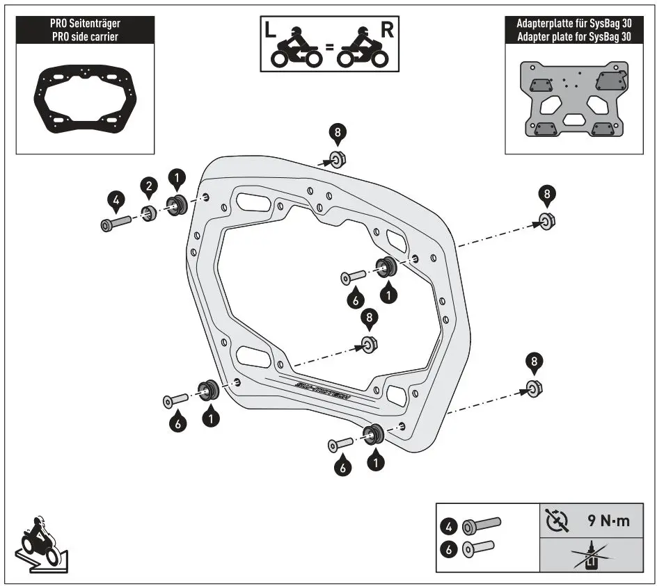 SW-MOTECH BC.SYS.01.889.20000 SysBag 30 Bag System Instruction Manual - Mounting 12