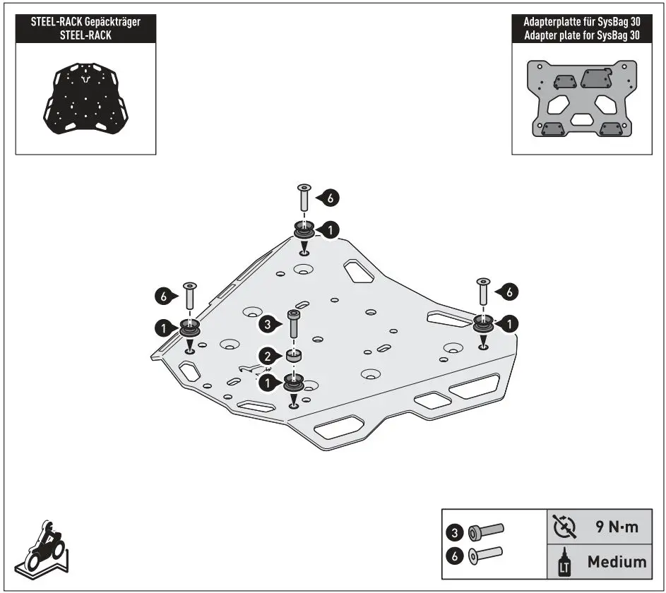SW-MOTECH BC.SYS.01.889.20000 SysBag 30 Bag System Instruction Manual - Mounting