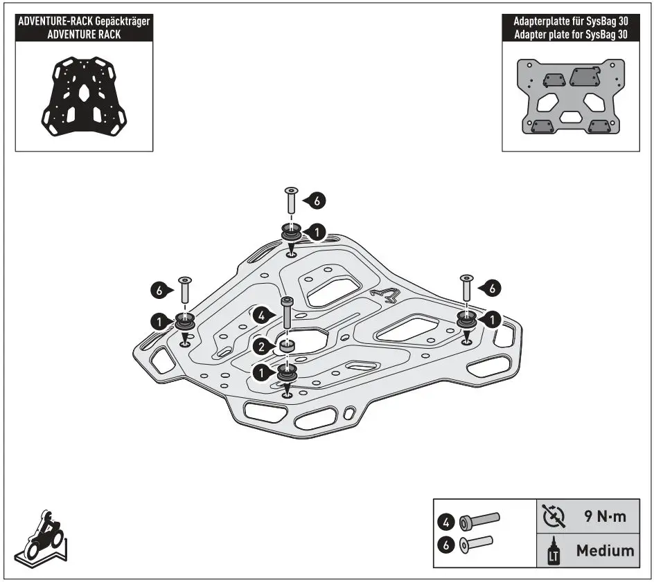 SW-MOTECH BC.SYS.01.889.20000 SysBag 30 Bag System Instruction Manual - Mounting