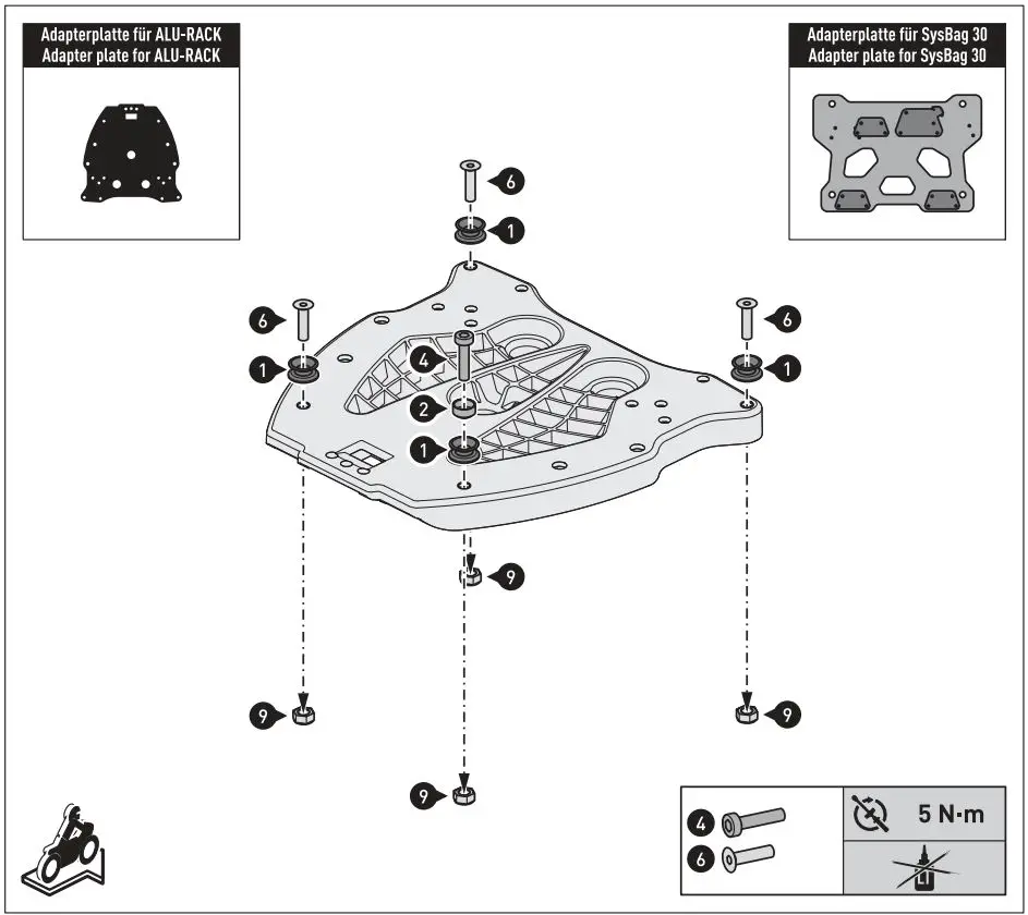 SW-MOTECH BC.SYS.01.889.20000 SysBag 30 Bag System Instruction Manual - Mounting
