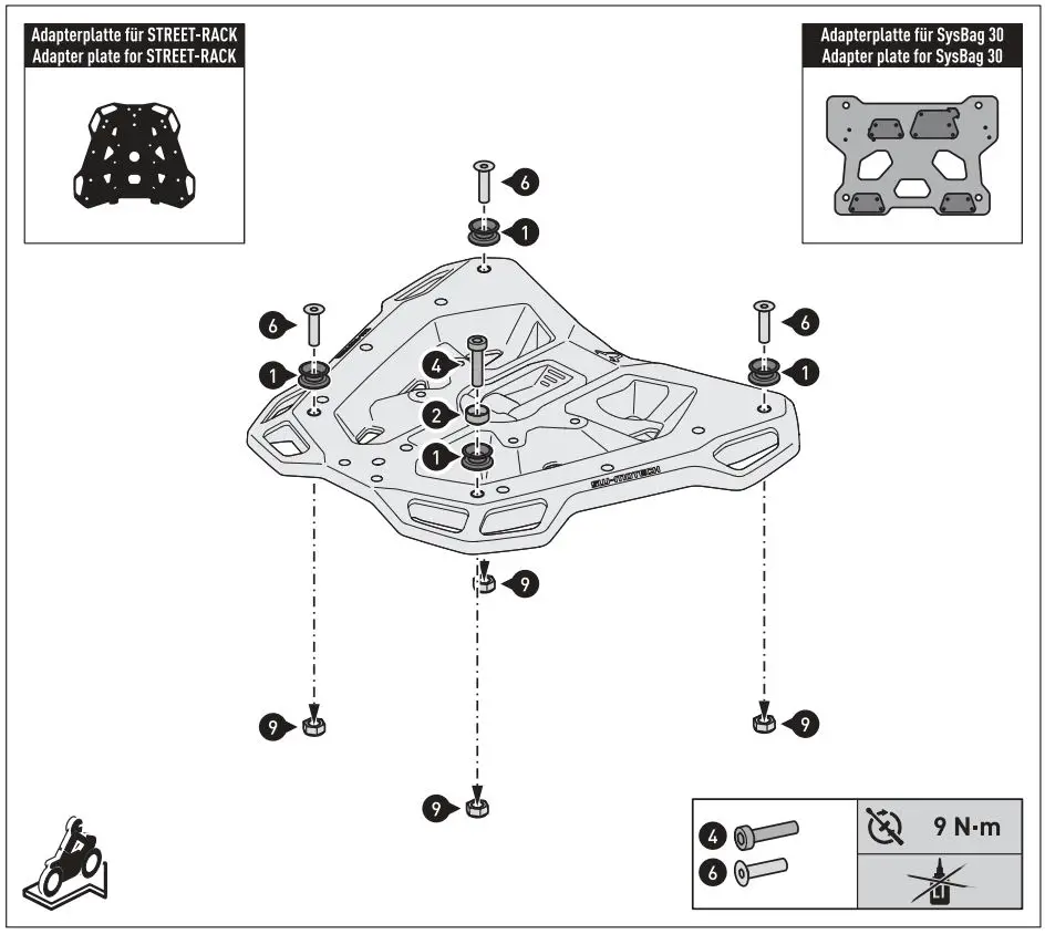 SW-MOTECH BC.SYS.01.889.20000 SysBag 30 Bag System Instruction Manual - Mounting