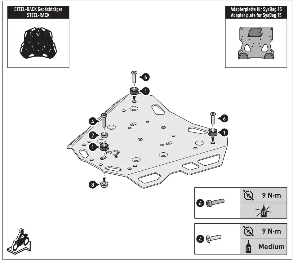 SW-MOTECH BC.SYS.01.889.20000 SysBag 30 Bag System Instruction Manual - Mounting