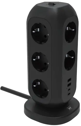 ewent-EW3862-AC-Power-Tower-Block-11-Outlets-with-2-USB-- Ports-2-USB-Ports-FIG-2