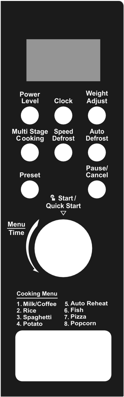 CAMEC 044431 20L Microwave Oven - CONTROL PANEL
