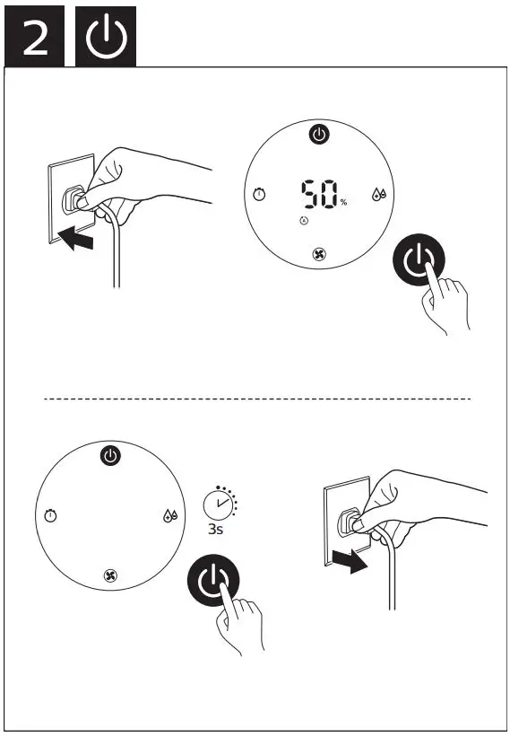 PHILIPS Humidifier 3000 Series 10 (up to 45 m² User Manual - Plug in out and Power on off