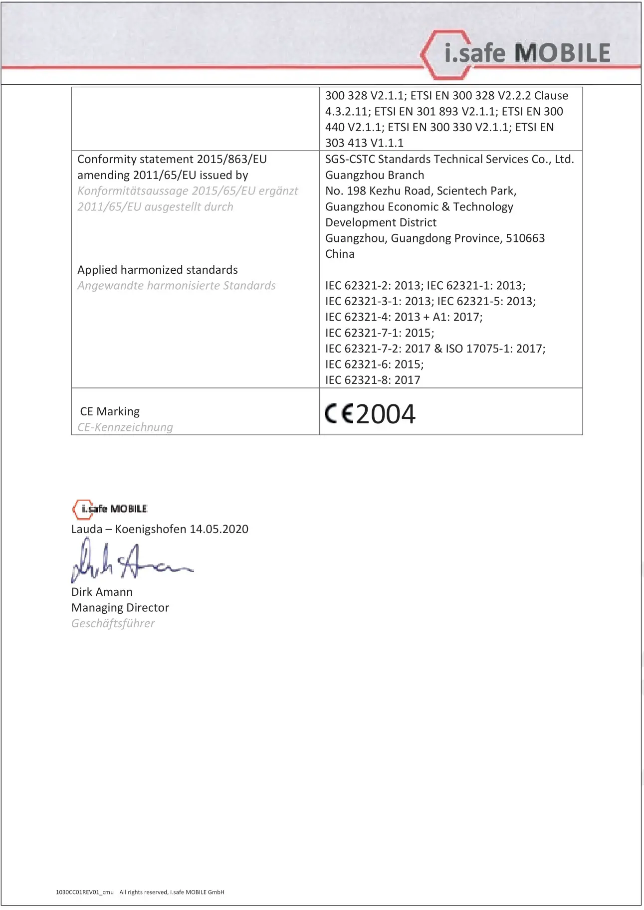 i Safe MOBILE M93A01 Tablet - EU-DECLARATION OF CONFORMITY 2