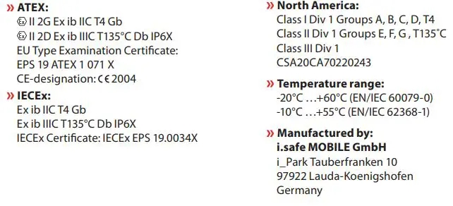 i Safe MOBILE M93A01 Tablet - EX-MARKINGS