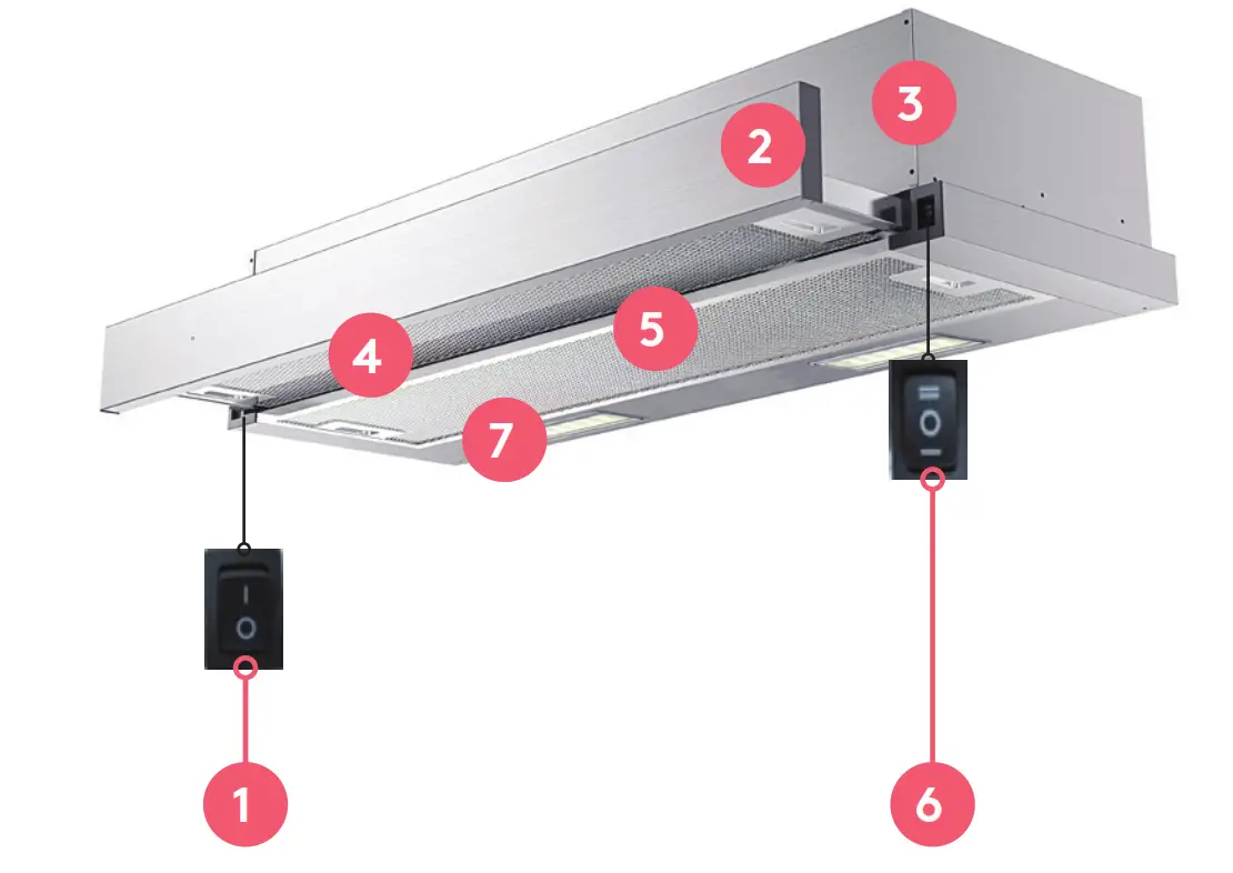 INALTO ASL90DR2S 90cm Slide-Out Rangehood - THE CONTROLS