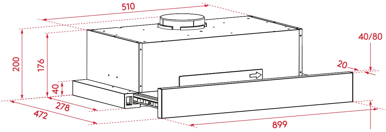 INALTO ASL90DR2S 90cm Slide-Out Rangehood - rangehood.