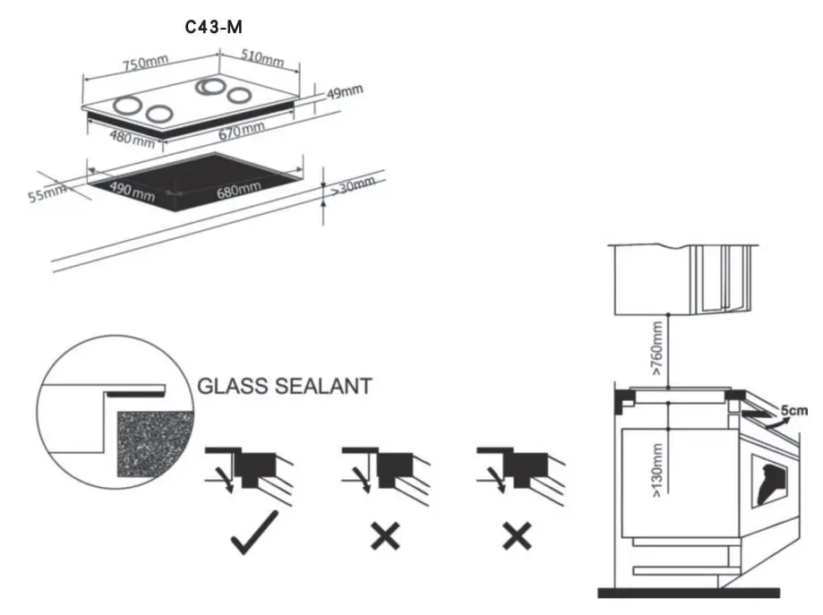 VIVOHOME VH812 Ceramic Hob User Manual - Installation