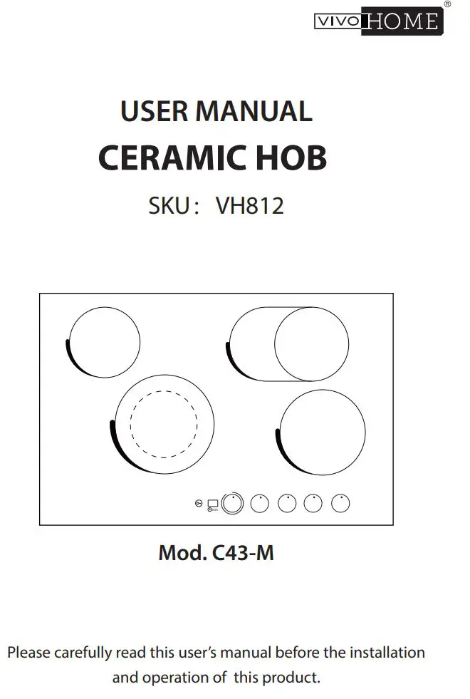 VIVOHOME VH812 Ceramic Hob User Manual