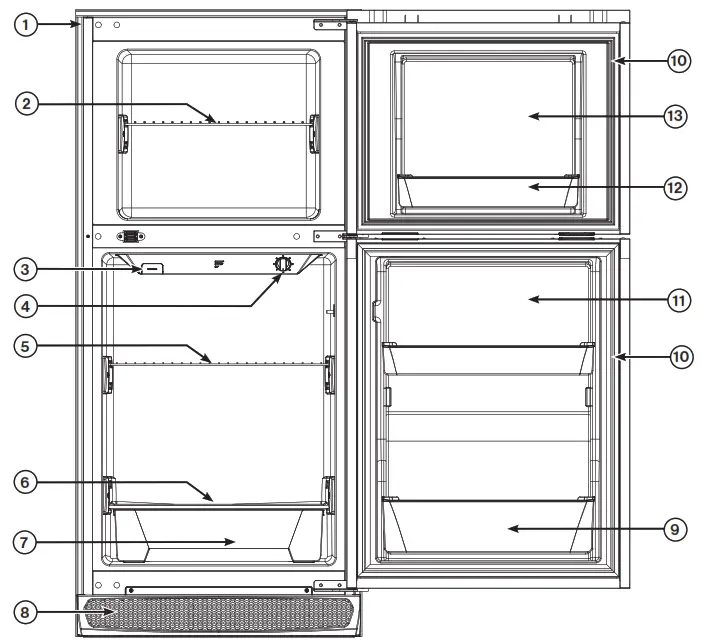 FURRION 12V Built-In Refrigerator - Parts and Features