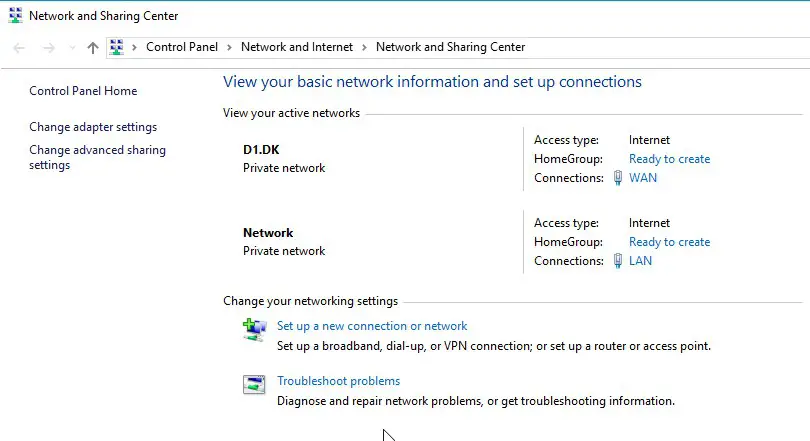 DAMM BS422 MultiTech Outdoor Base Station - Open Network and Sharing Center Windows settings