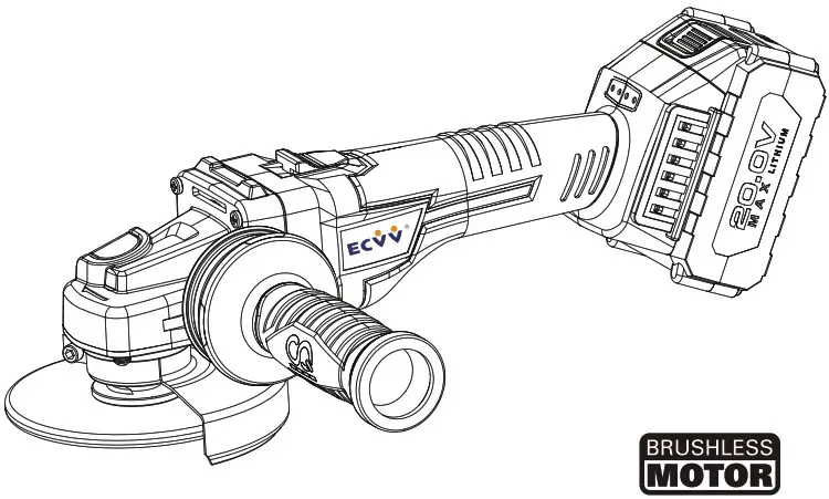 ECVV ELG2002Y Cordless Angle Grinder - Cover